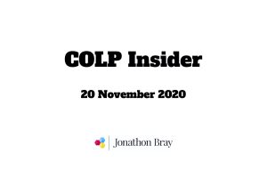 COLP Insider - the SRA compliance newsletter 20 November 2020