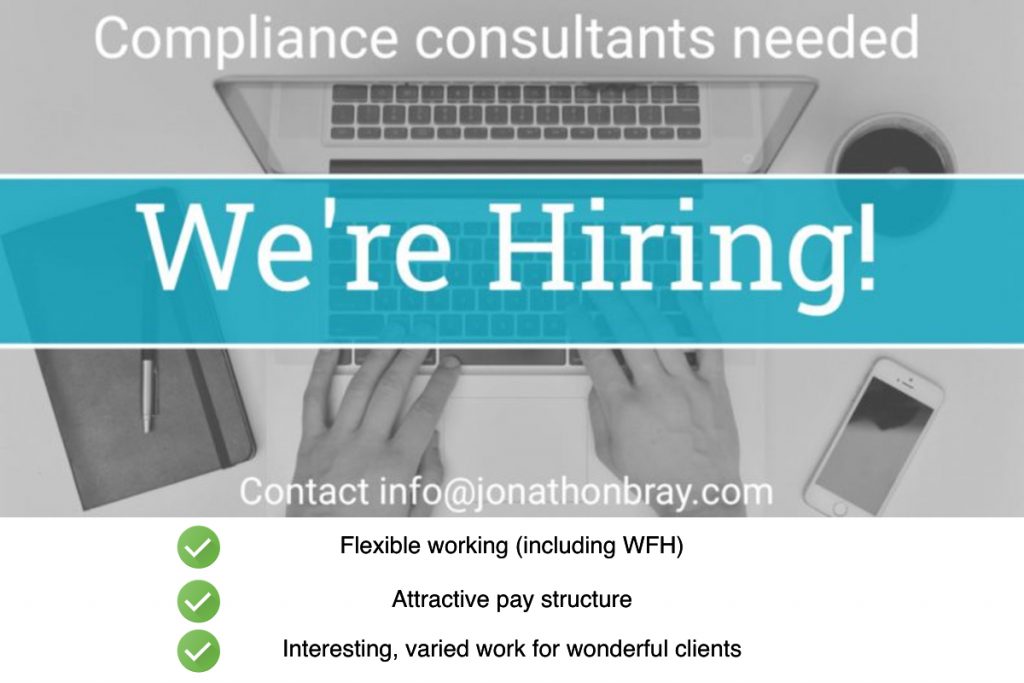We are hiring SRA compliance consultants