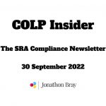 SRA Compliance COLP Insider Newsletter - 30 September 2022
