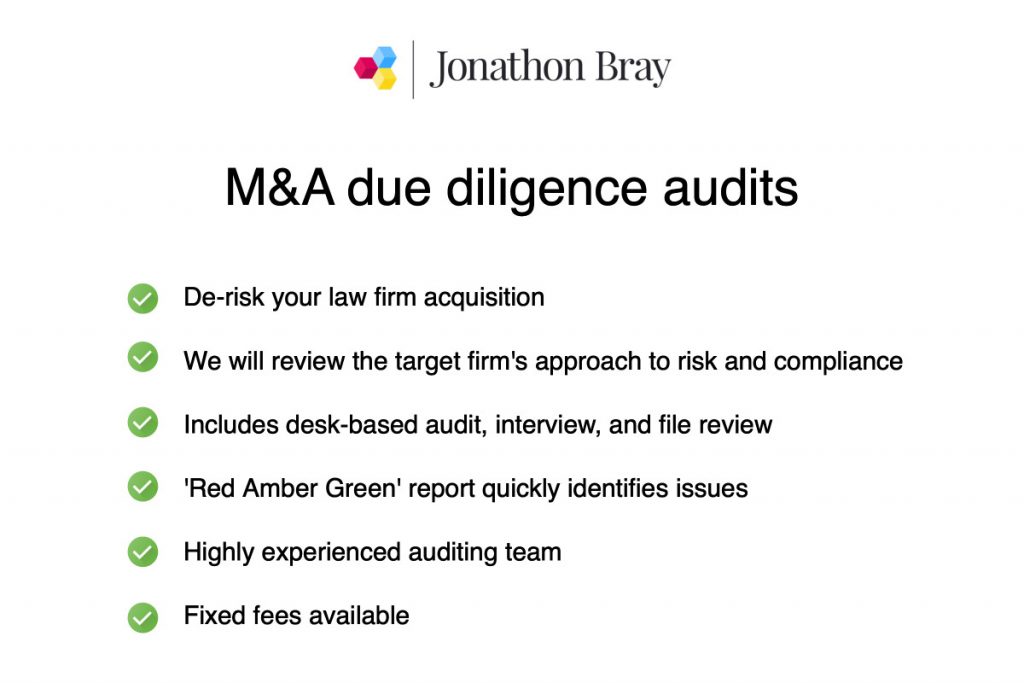 M&A due diligence audits and law firm acquisitions